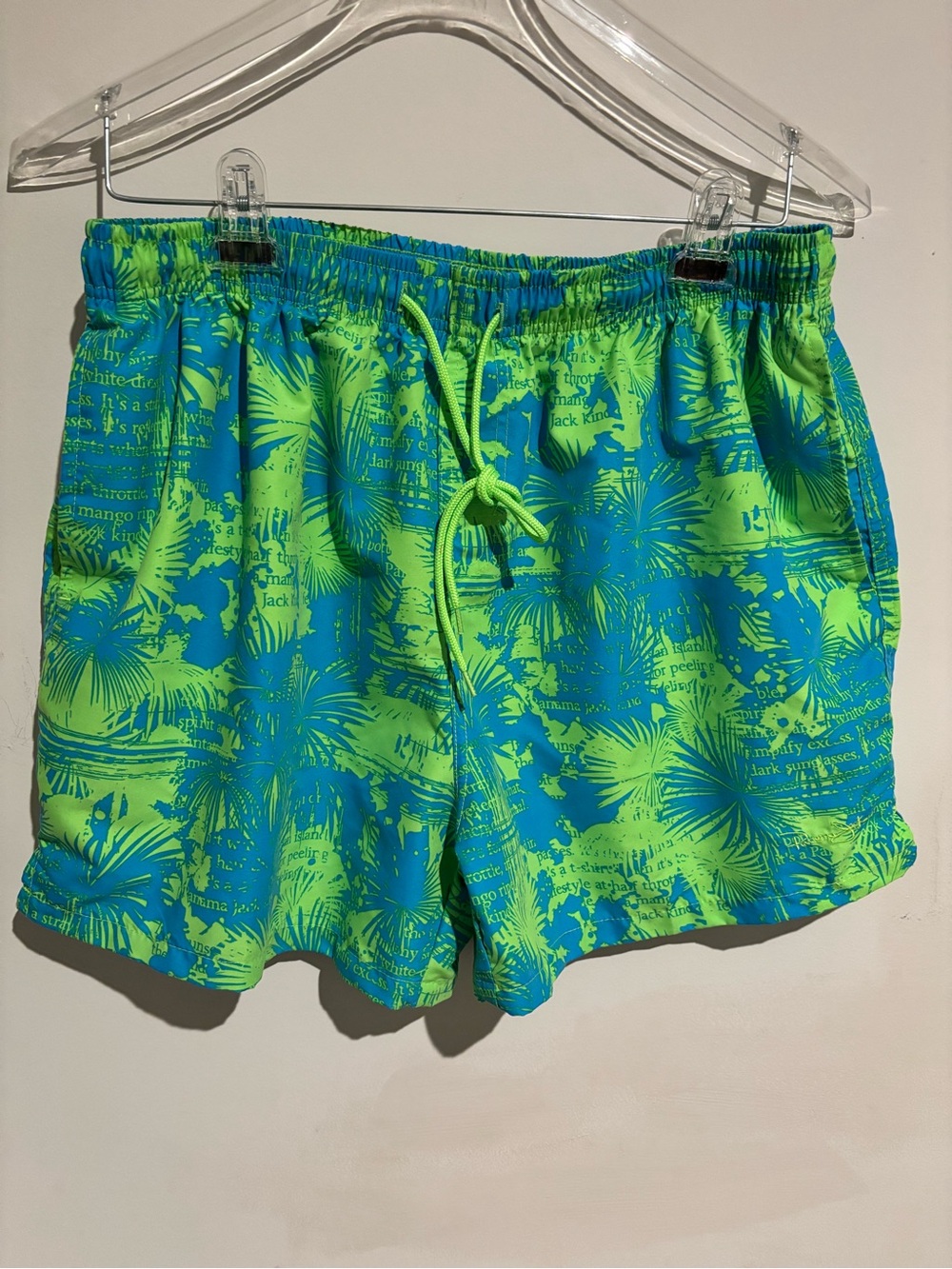Panama Jack Men's Tropical Swim Shorts in Teal & Neon Green XXl